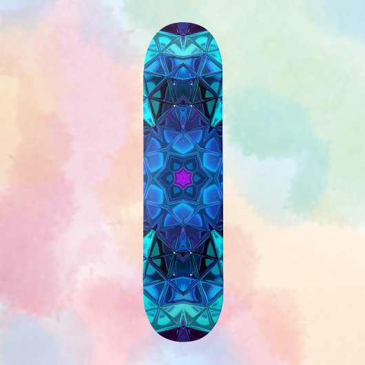 Mosaic Kaleidoscope Flower Blue en Paars Persoonlijk Skateboard