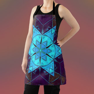 Mosaic Kaleidoscope Flower Blue en Paars Schort