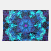 Mosaic Kaleidoscope Flower Blue en Paars Theedoek (Horizontaal)