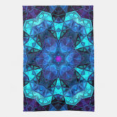 Mosaic Kaleidoscope Flower Blue en Paars Theedoek (Verticaal)