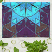 Mosaic Kaleidoscope Flower Blue en Paars Theedoek (Gevouwen)