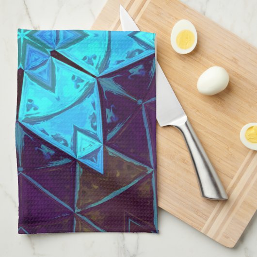 Mosaic Kaleidoscope Flower Blue en Paars Theedoek (Quarter Fold)