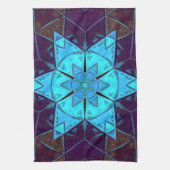 Mosaic Kaleidoscope Flower Blue en Paars Theedoek (Verticaal)
