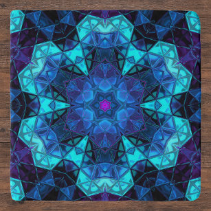 Mosaic Kaleidoscope Flower Blue en Paars Trivet