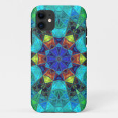 Mosaic Kaleidoscope Flower Blue Green and Oranje Case-Mate iPhone Case (Achterkant)