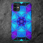 Mosaic Kaleidoscope Flower Blue Paars and Blauwgro Case-Mate iPhone Case