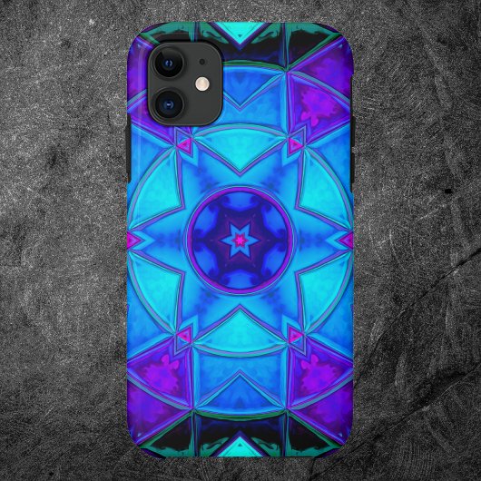Mosaic Kaleidoscope Flower Blue Paars and Blauwgro Case-Mate iPhone Case