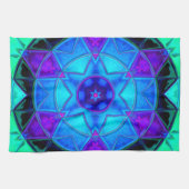 Mosaic Kaleidoscope Flower Blue Paars and Blauwgro Theedoek (Horizontaal)