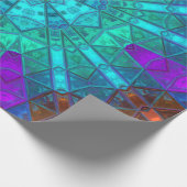 Mosaic Kaleidoscope Flower Blue Paars and Red Cadeaupapier (Hoek)