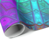 Mosaic Kaleidoscope Flower Blue Paars and Red Cadeaupapier (Rol Hoek)