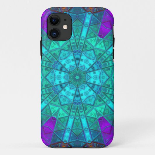 Mosaic Kaleidoscope Flower Blue Paars and Red Case-Mate iPhone Case (Achterkant)