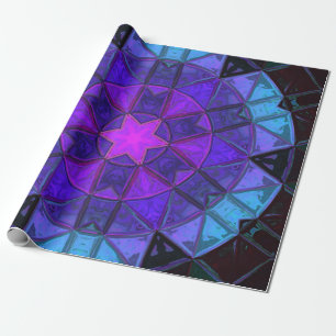 Mosaic Kaleidoscope Flower Blue Paars of Black Cadeaupapier