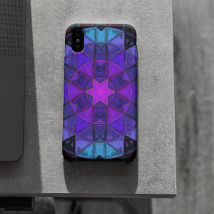 Mosaic Kaleidoscope Flower Blue Paars of Black Case-Mate iPhone Case