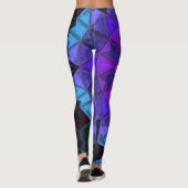 Mosaic Kaleidoscope Flower Blue Paars of Black Leggings (Achterkant)