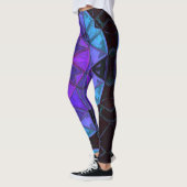 Mosaic Kaleidoscope Flower Blue Paars of Black Leggings (Links)