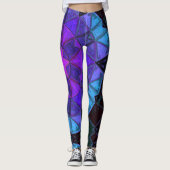 Mosaic Kaleidoscope Flower Blue Paars of Black Leggings (Voorkant)