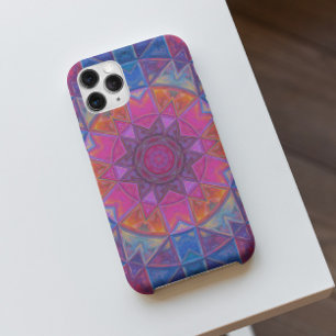 Mosaic Kaleidoscope Flower Blue Pink and Yellow Case-Mate iPhone Case