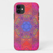 Mosaic Kaleidoscope Flower Blue Pink and Yellow Case-Mate iPhone Case (Achterkant)