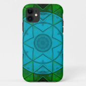 Mosaic Kaleidoscope Flower Green and Blue Case-Mate iPhone Case (Achterkant)