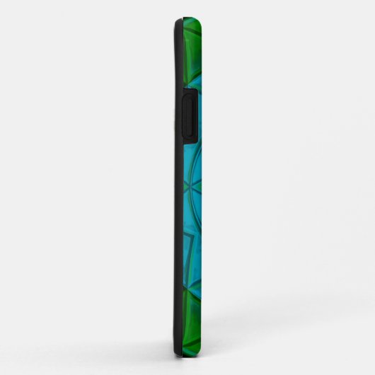 Mosaic Kaleidoscope Flower Green and Blue Case-Mate iPhone Case (Achterkant/rechts)
