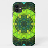Mosaic Kaleidoscope Flower Green and Blue Case-Mate iPhone Case (Achterkant)
