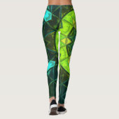 Mosaic Kaleidoscope Flower Green and Blue Leggings (Achterkant)
