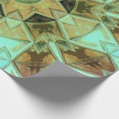 Mosaic Kaleidoscope Flower Green and Brown Cadeaupapier (Hoek)