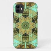 Mosaic Kaleidoscope Flower Green and Brown Case-Mate iPhone Case (Achterkant)