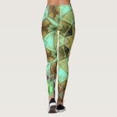 Mosaic Kaleidoscope Flower Green and Brown Leggings (Achterkant)