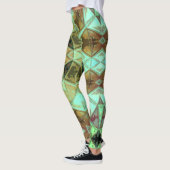 Mosaic Kaleidoscope Flower Green and Brown Leggings (Links)