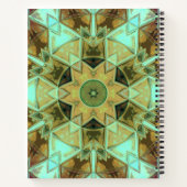 Mosaic Kaleidoscope Flower Green and Brown Notitieboek (Achterkant)