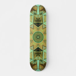 Mosaic Kaleidoscope Flower Green and Brown Persoonlijk Skateboard
