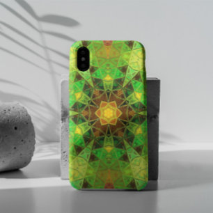 Mosaic Kaleidoscope Flower Green and Oranje Case-Mate iPhone Case