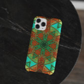 Mosaic Kaleidoscope Flower Green and Oranje Case-Mate iPhone Case