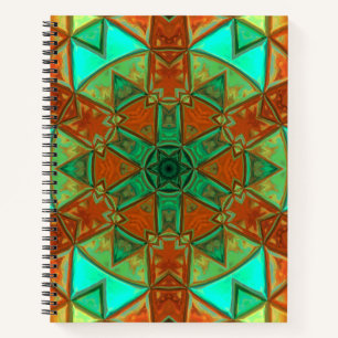 Mosaic Kaleidoscope Flower Green and Oranje Notitieboek