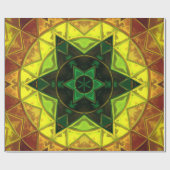 Mosaic Kaleidoscope Flower Green and Yellow Cadeaupapier (Vlak)