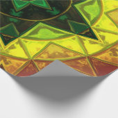 Mosaic Kaleidoscope Flower Green and Yellow Cadeaupapier (Hoek)