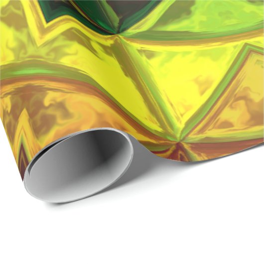 Mosaic Kaleidoscope Flower Green and Yellow Cadeaupapier (Rol Hoek)
