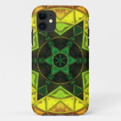 Mosaic Kaleidoscope Flower Green and Yellow Case-Mate iPhone Case (Achterkant)