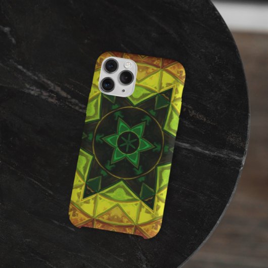 Mosaic Kaleidoscope Flower Green and Yellow Case-Mate iPhone Case