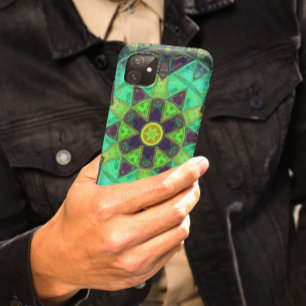 Mosaic Kaleidoscope Flower Green Blauwgroen and Pa Case-Mate iPhone Case