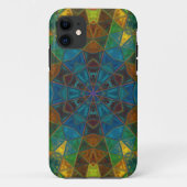 Mosaic Kaleidoscope Flower Green Blue and Yellow Case-Mate iPhone Case (Achterkant)