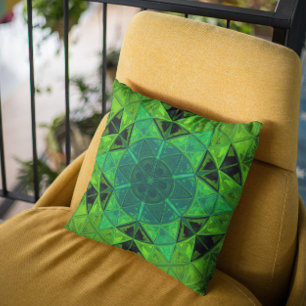 Mosaic Kaleidoscope Flower Green Kussen