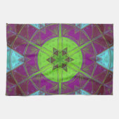 Mosaic Kaleidoscope Flower Green Paars and Blue Theedoek (Horizontaal)