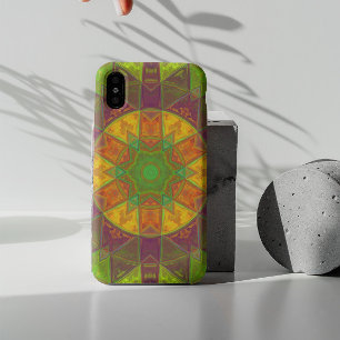Mosaic Kaleidoscope Flower Green Paars and Oranje Case-Mate iPhone Case