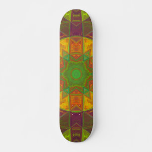 Mosaic Kaleidoscope Flower Green Paars and Oranje Persoonlijk Skateboard