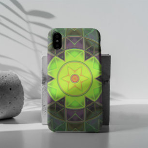 Mosaic Kaleidoscope Flower Green Paars and Yellow Case-Mate iPhone Case