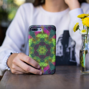 Mosaic Kaleidoscope Flower Green Roze en Paars Case-Mate iPhone Case