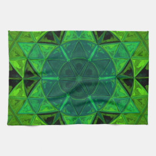 Mosaic Kaleidoscope Flower Green Theedoek