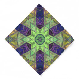 Mosaic Kaleidoscope Flower Green Yellow and Paars Bandana
